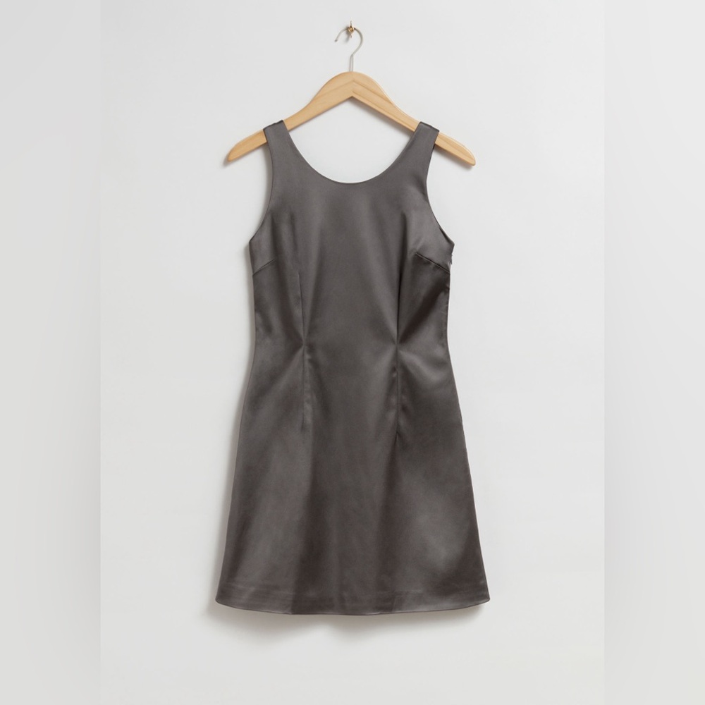 & other stories satin dress grey size eur 36 us 4